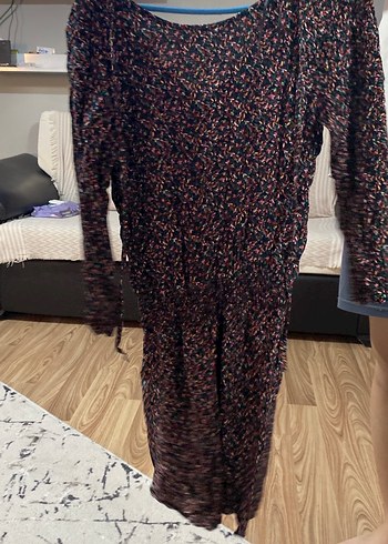 Uzun Kollu Bohem Midi Elbise - Görsel 2