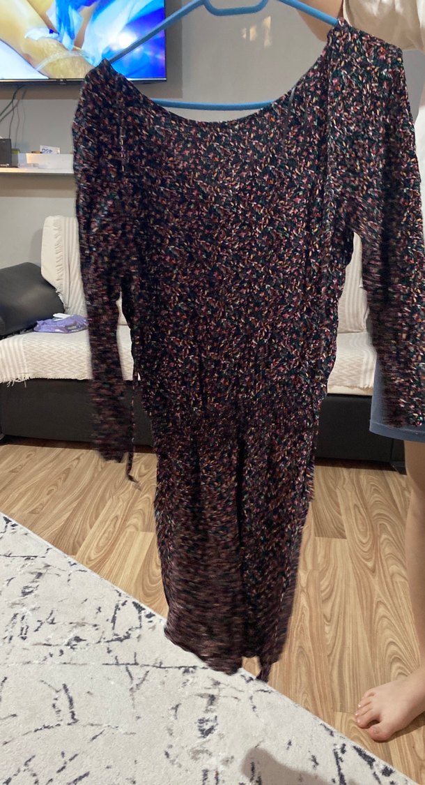 Uzun Kollu Bohem Midi Elbise - Görsel 2