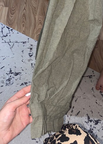 Uzun Kollu Fırfırlı Keten Kadın Elbise - Görsel 4