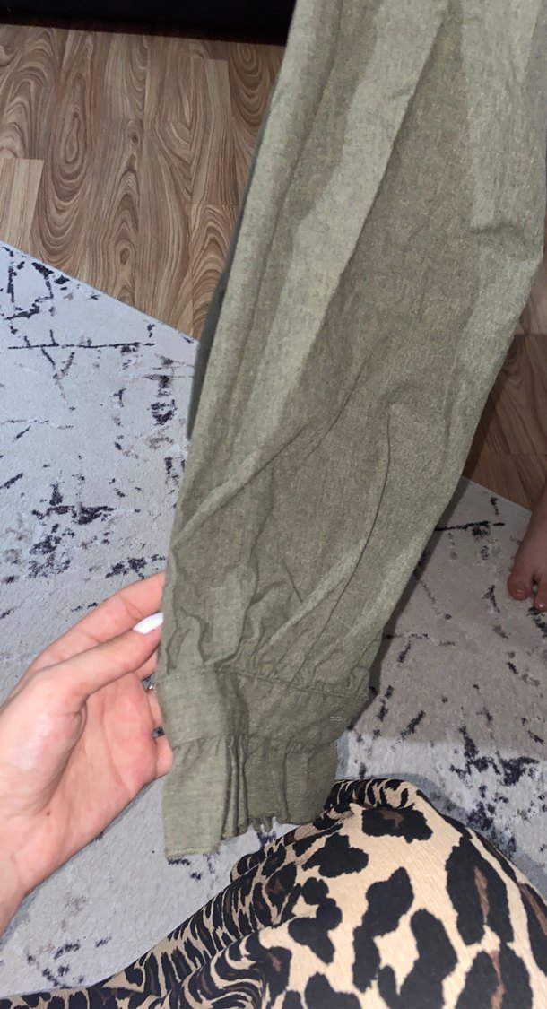 Uzun Kollu Fırfırlı Keten Kadın Elbise - Görsel 4