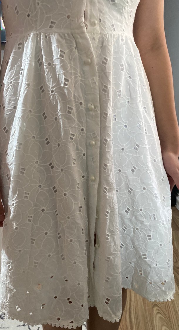 Dantel Detaylı Beyaz Midi Kadın Elbise - Görsel 3