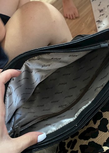 Siyah Deri Fermuarlı Biker Kadın Çanta - Görsel 3