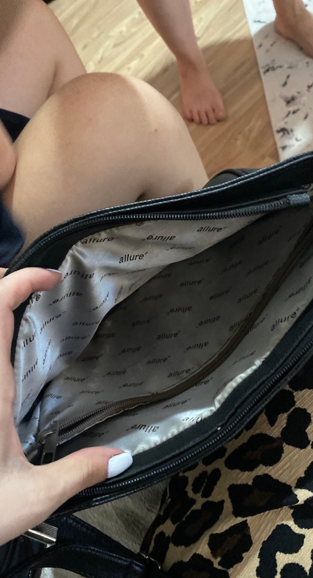 Siyah Deri Fermuarlı Biker Kadın Çanta - Görsel 3