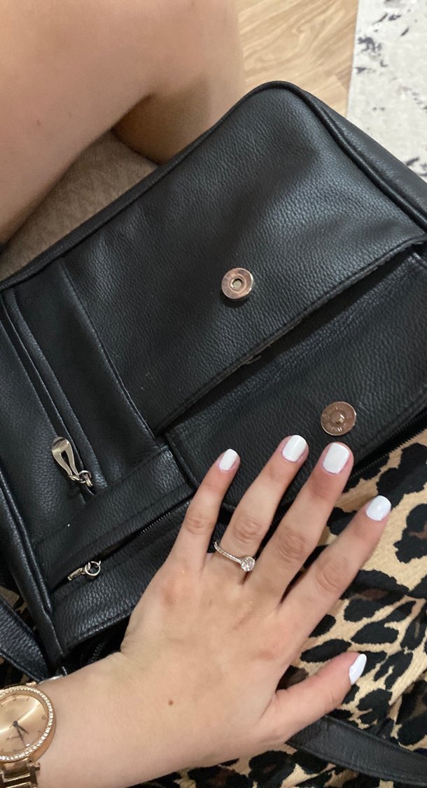 Siyah Deri Fermuarlı Biker Kadın Çanta - Görsel 4