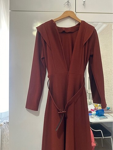 Tarçın rengi elbise - Görsel 5