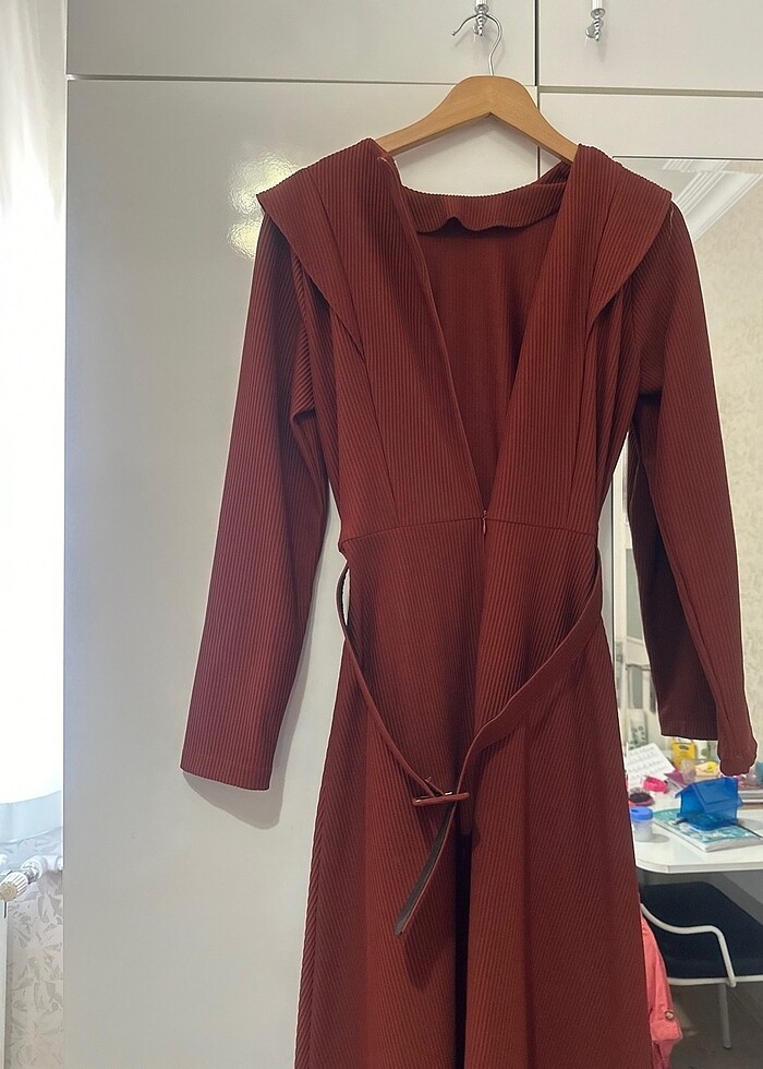 Tarçın rengi elbise - Görsel 5