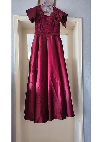 Bordo abiye elbise 