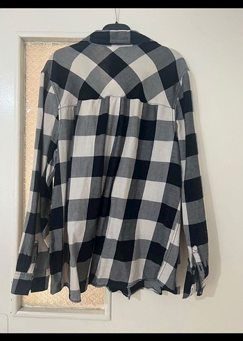 H&M Gri Ekose Uzun Kollu Kadın Gömlek