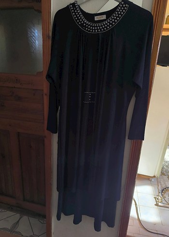 Mavi Zincir Detaylıi Abiye Elbise - Görsel 3