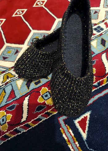 Renkli Örgü Kadın Babet, Düşük Topuklu - Görsel 2