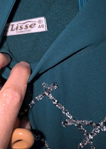 Boncuk İşlemeli Turkuaz abiye - Görsel 4