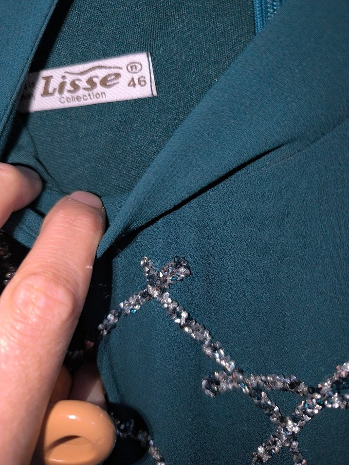 Boncuk İşlemeli Turkuaz abiye - Görsel 4