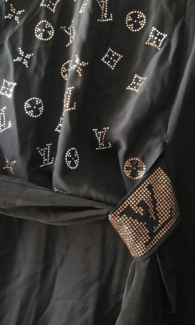 Uzun Kollu Siyah Bohem Nakışlı Elbise - Görsel 2