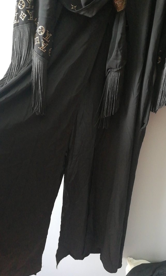 Uzun Kollu Siyah Bohem Nakışlı Elbise - Görsel 4