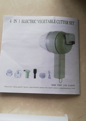 Yeşil Çok Fonksiyonlu Elektrikli Sebze Doğrayıcı - Görsel 4