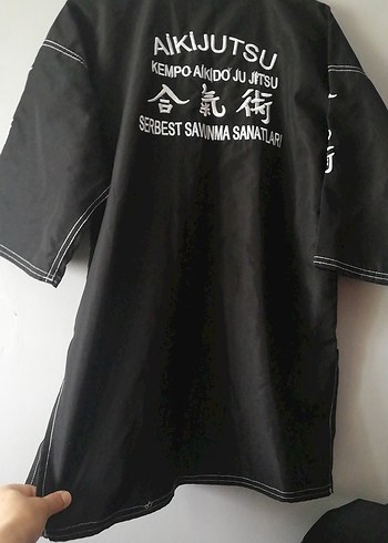 7 Yaş Beden siyah Renk Siyah Kemerli Midi Kimono