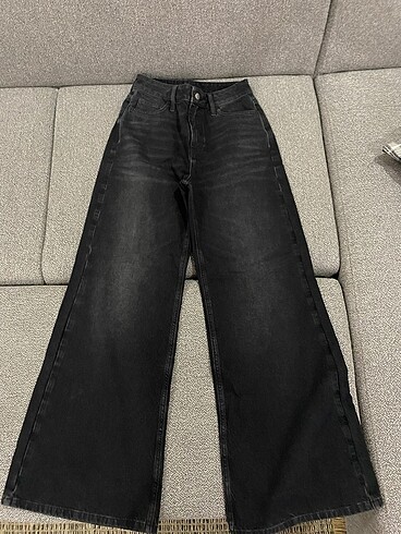 Zara siyah denim wide leg pant