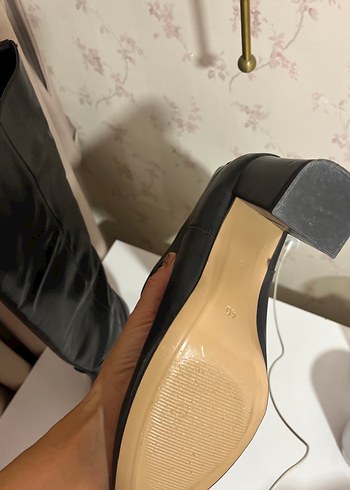 Siyah Deri Dizüstü Topuklu Kadın Çizme - Görsel 5