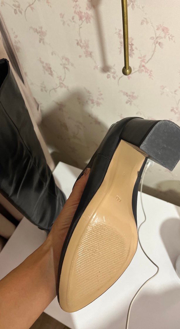 Siyah Deri Dizüstü Topuklu Kadın Çizme - Görsel 5