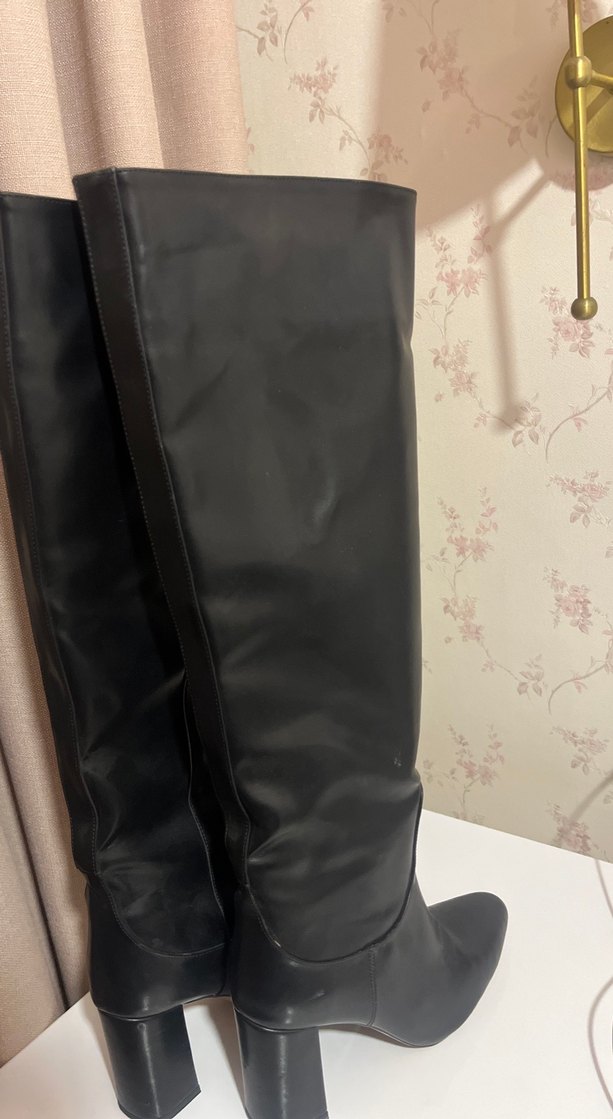 Siyah Deri Dizüstü Topuklu Kadın Çizme - Görsel 3