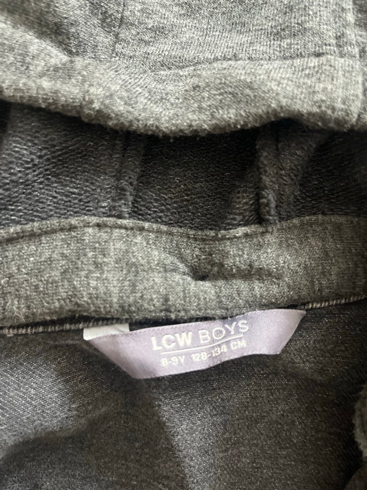 Gri Kapüşonlu Erkek Çocuk Denim Ceket - Görsel 3