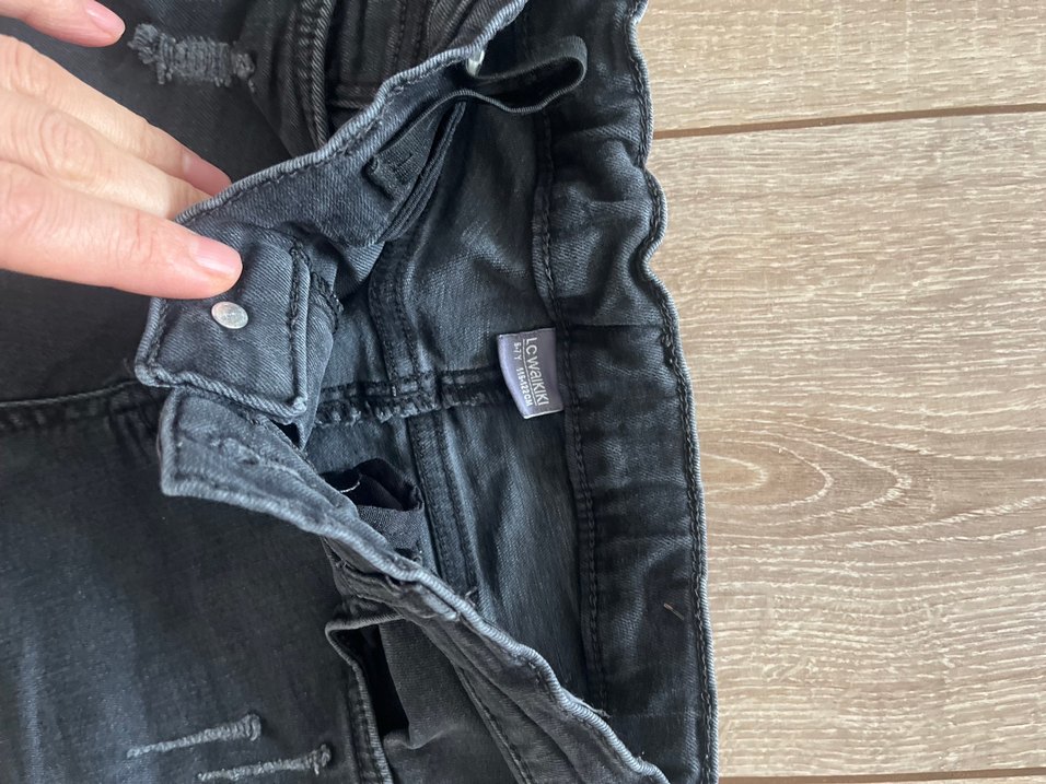 Gri Kadın Kemerli Normal Boy Jean - Görsel 3