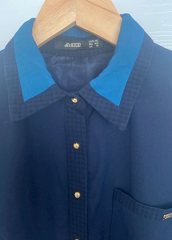 Düğmeli Lacivert Ofis Elbise - Görsel 3