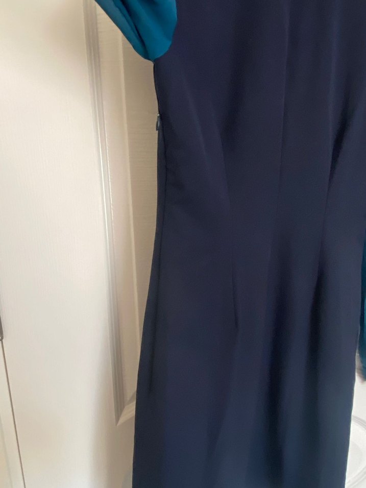 Düğmeli Lacivert Ofis Elbise - Görsel 5