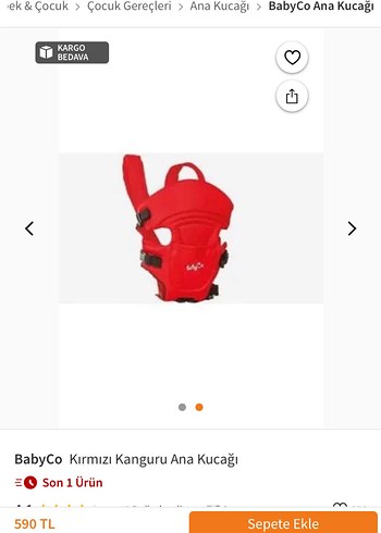 BabyCo Kırmızı Bebek Kanguru
