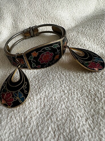 Vintage antika bileklik-küpe