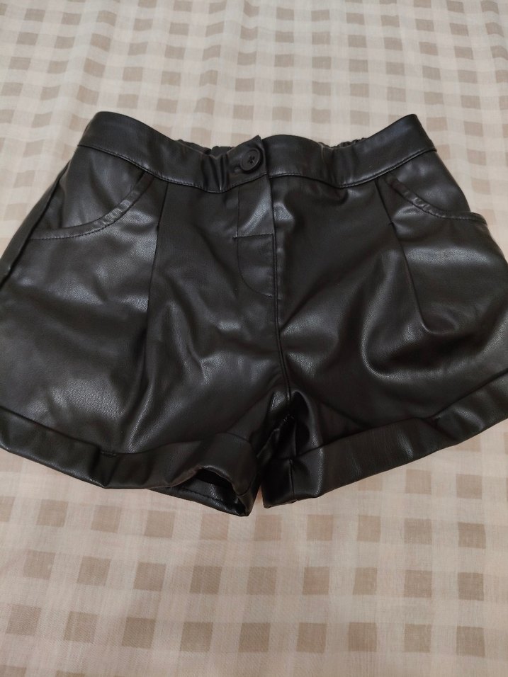 Siyah Deri Mini Şort - Görsel 2