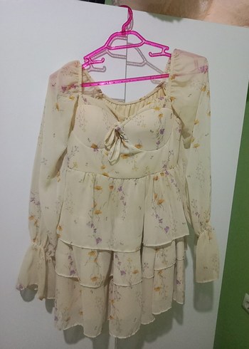 Bohem Uzun Kollu Fırfırlı elbise - Görsel 3