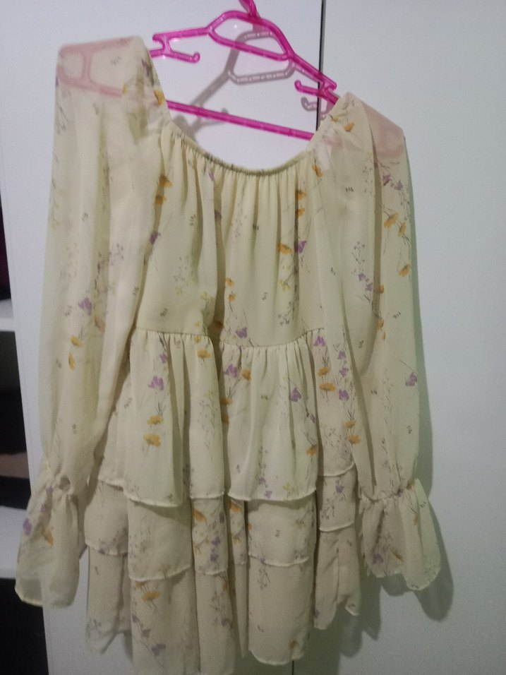 Bohem Uzun Kollu Fırfırlı elbise - Görsel 2