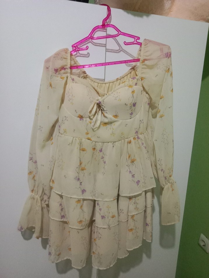 Bohem Uzun Kollu Fırfırlı elbise - Görsel 3