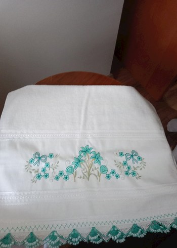 Turkuaz Nakışlı Geleneksel Havlu - Görsel 2