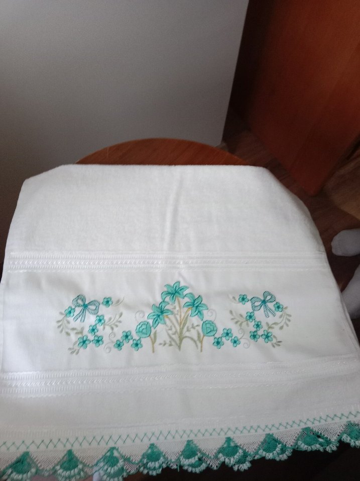 Turkuaz Nakışlı Geleneksel Havlu - Görsel 2