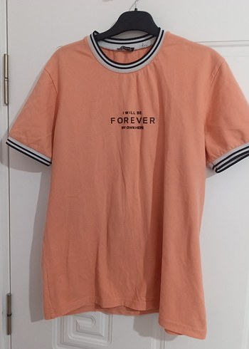 Pembe Baskılı Kısa Kollu Kadın Tişört