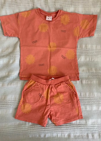 Turuncu Pastel Batik Desenli Bebek Takımı