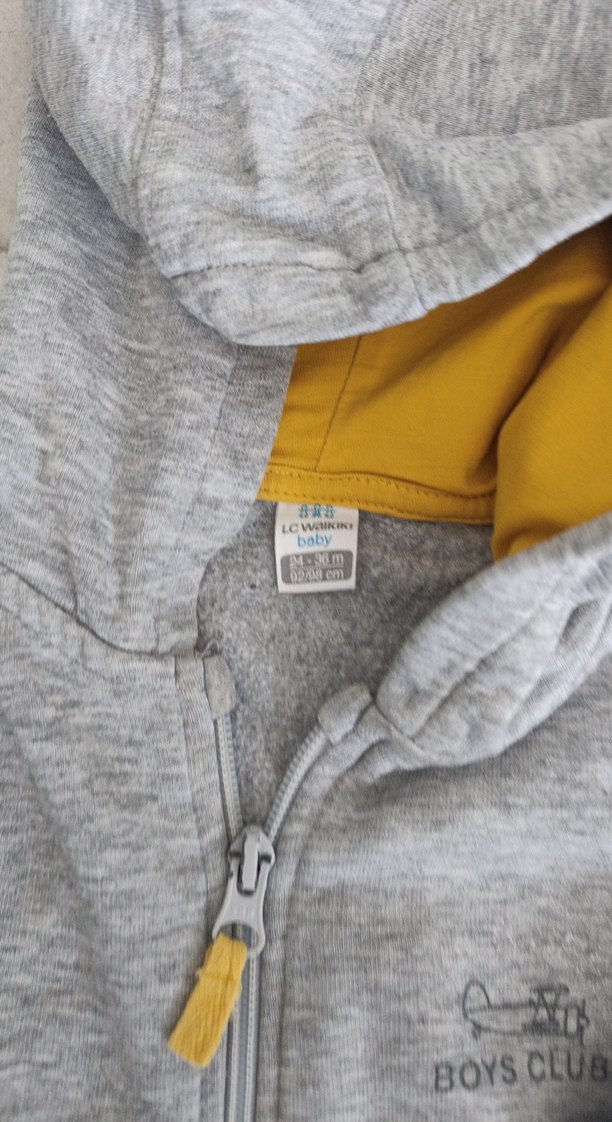 Erkek Çocuk Gri Kapüşonlu Fermuarlı Sweatshirt - Görsel 2