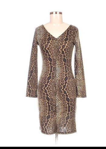 diğer Beden Leopar Midi Elbise