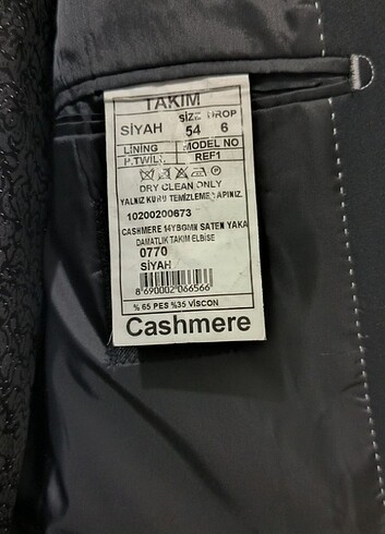 Silk & Cashmere Cashmere Marka Takım Elbiseye dönüşebilen, Damatlık (50-6 bedene
