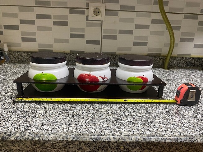 Ahşap standlı porselen baharatlık 3 lü