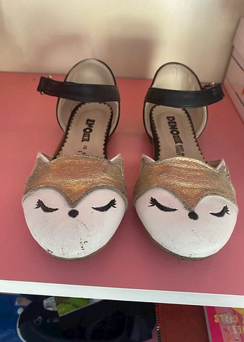 Kız Çocuk Bej Parlak Baskılı Tokalı Babet - Görsel 2