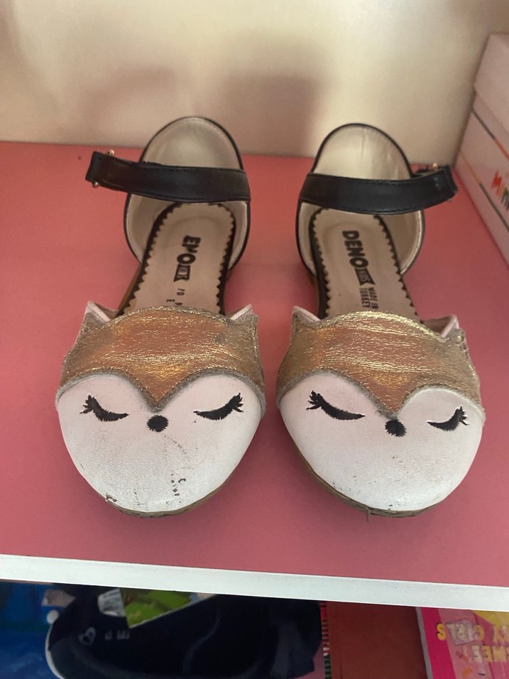 Kız Çocuk Bej Parlak Baskılı Tokalı Babet - Görsel 2