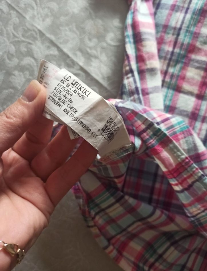 Renkli Düğmeli Kısa Kollu Kız Gömlek - Görsel 4