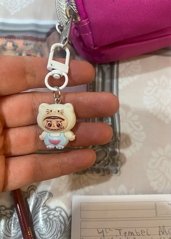 Pastel Pembe Labubu charm çanta süsü Anahtarlık - Görsel 5