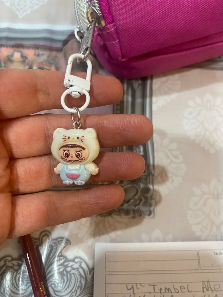 Pastel Pembe Labubu charm çanta süsü Anahtarlık - Görsel 5