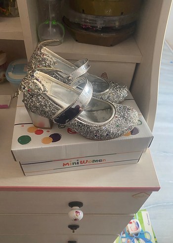 Gri Simli topuklu Babet Ayakkabı - Görsel 5