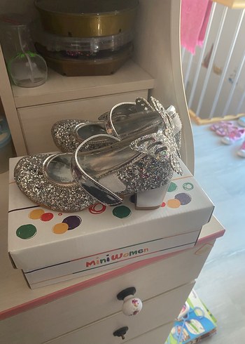 Gri Simli topuklu Babet Ayakkabı - Görsel 3