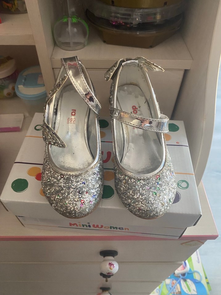 Gri Simli topuklu Babet Ayakkabı - Görsel 2